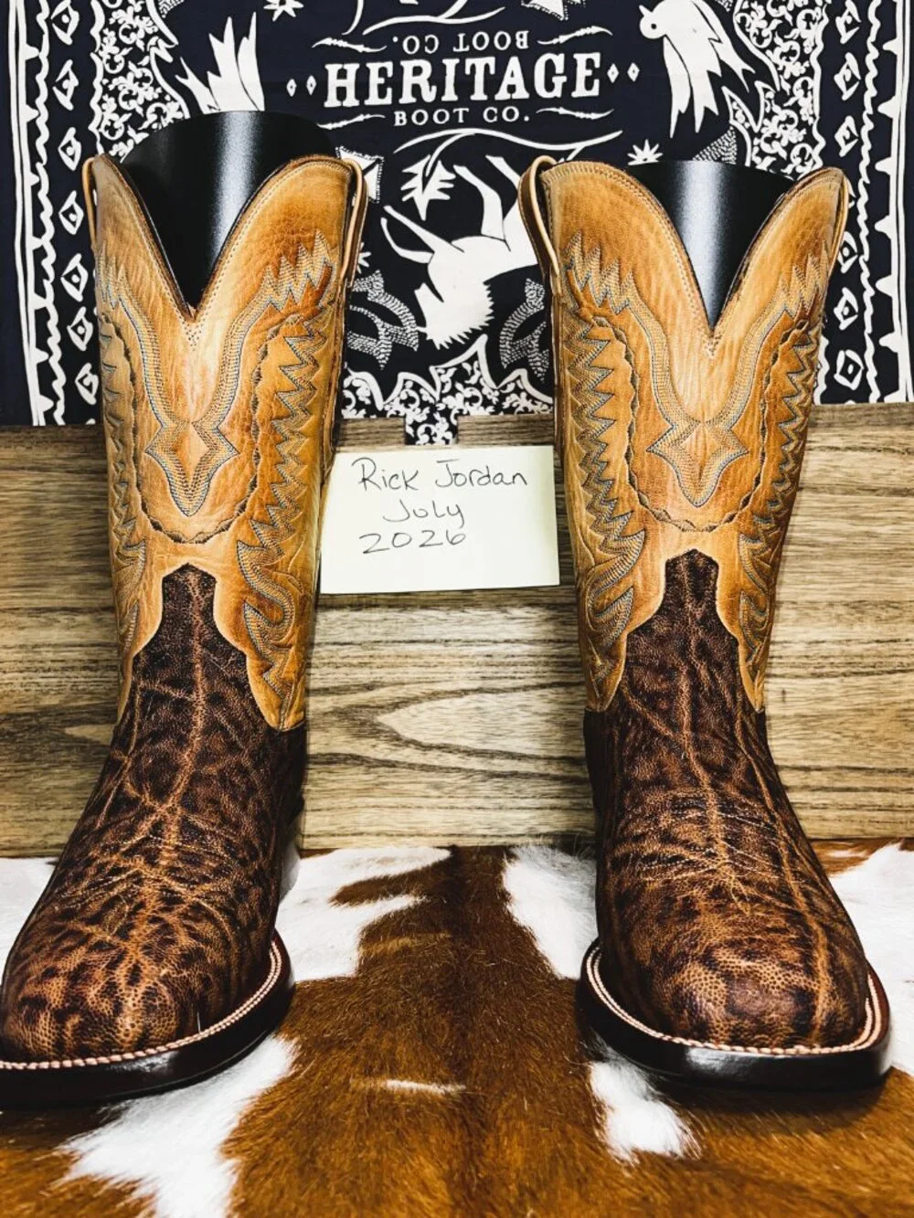 Lucchese Safari Burnished Tan Exotic Leather Cowboy Boots fits a 10D/10E